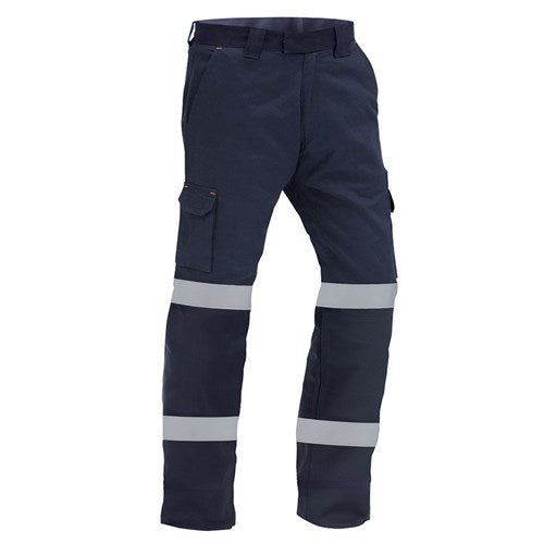 BISON RIPSTOP COTTON TROUSER WITH HIVIS TAPE - NAVY FRONT