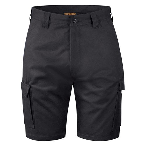 Bison 310GSM Cotton Shorts - Black Front