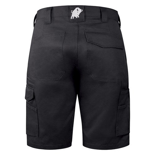 Bison 310GSM Cotton Shorts - Black Rear