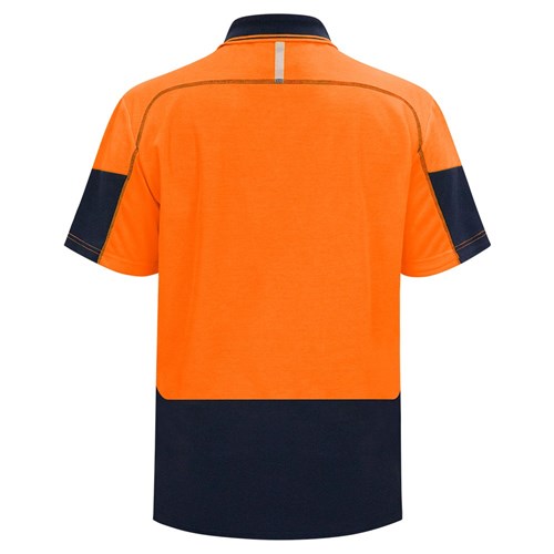 Bison Polo Day Only Quick Dry Cotton Backed - Orange/Navy Rear