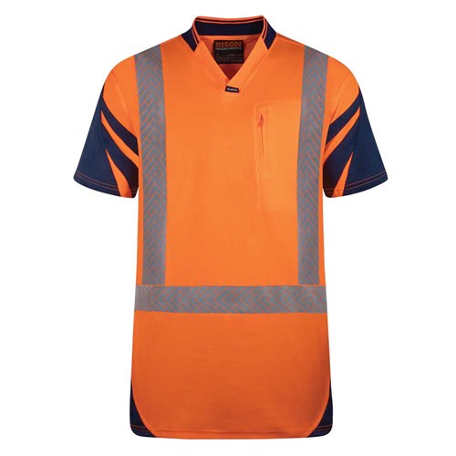 BISON DAY/NIGHT QUICK-DRY COTTON BACKED POLO - ORANGE FRONT