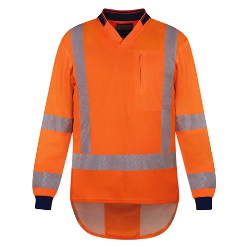 BISON TTMC-W17 QUICK-DRY COTTON BACKED ORANGE POLO - FRONT