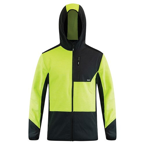 BISON CONTRAST HOODED SWEATSHIRT - FLURO GREEN/BLACK FRONT