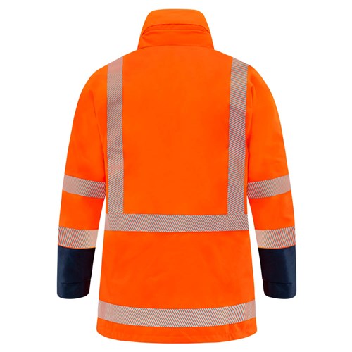 Bison Extreme TTMC-W17 Orange HI-VIS 30,000mm/hr Jacket Rear Hood Down