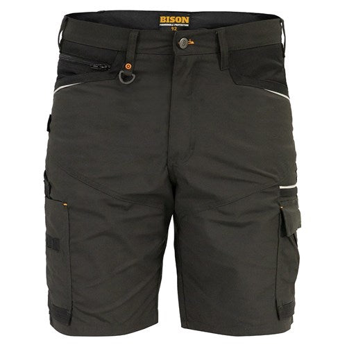 BISON LIGHTWEIGHT STRETCH POLYCOTTON SHORT-CHARCOAL FRONT