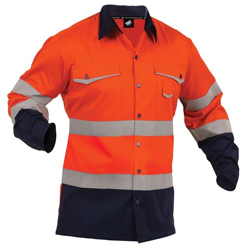 BISON SHIRT DAY/NIGHT X-BACK COTTON - ORANGE/NAVY FRONT