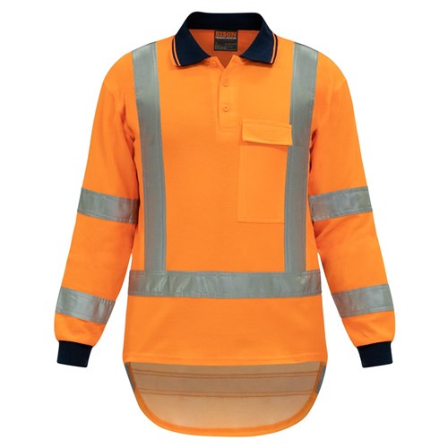 BISON POLO TTMC-W17 QUICK-DRY COTTON BACKED HI-VIS ORANGE