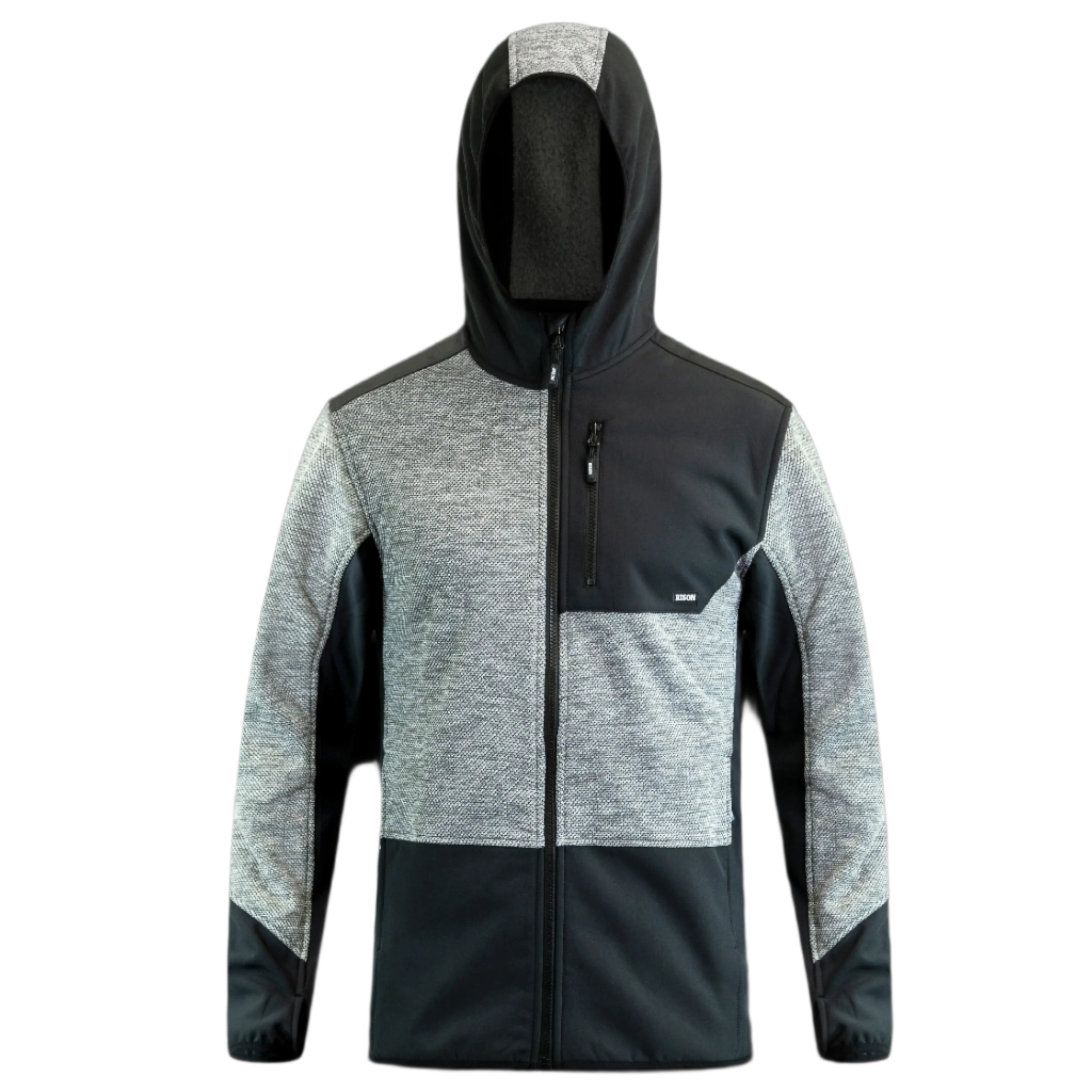 BISON CONTRAST HOODED SWEATSHIRT - GREY/BLACK FRONT