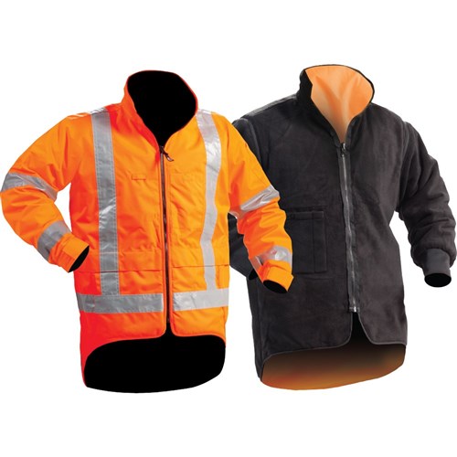 Bison Jacket Stamina TTMC-W17 5-in-1 Vest Combo Orange - No Hood with fleece side