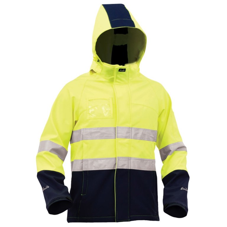 JACKET DAY/NIGHT SOFTSHELL YELLOW/NAVY - FRONT