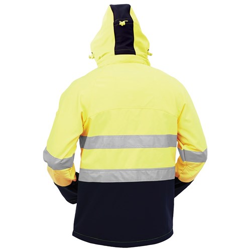 BISON JACKET DAY/NIGHT SOFTSHELL YELLOW/NAVY - REAR