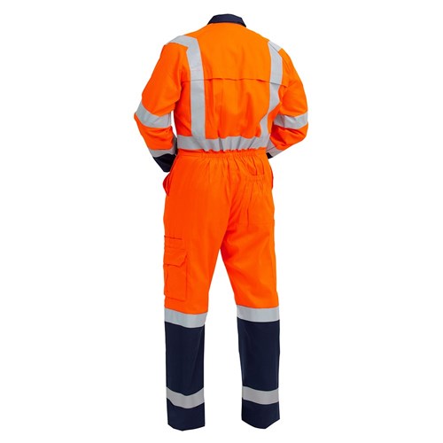 BISON WORKZONE TTMC-W17 COTTON ZIP ORANGE/NAVY OVERALL - REAR