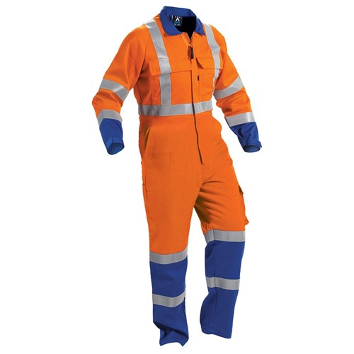 BISON ARCGUARD 11CAL TTMC-W17 ZIP ROYAL BLUE/ORANGE OVERALL - FRONT