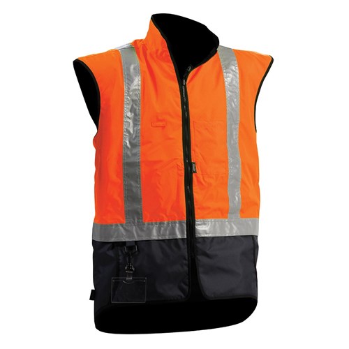 BISON STAMINA DAY/NIGHT FLEECE LINED VEST-ORANGE/NAVY