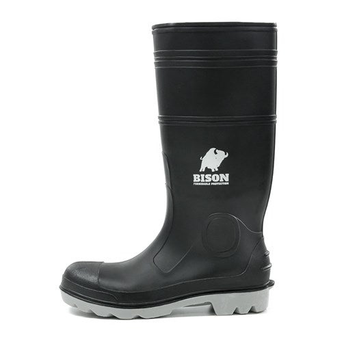 BISON INCA PVC/NITRILE SAFETY GUMBOOT BLACK/GREY