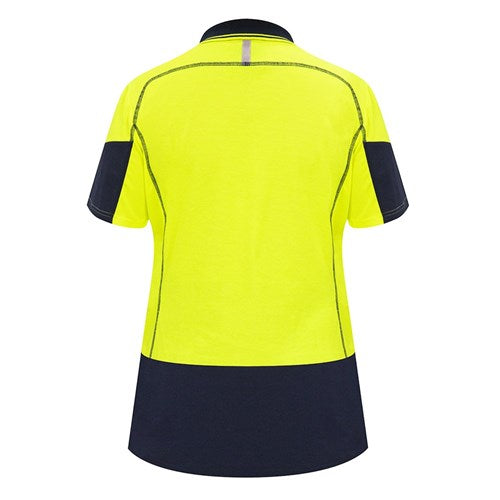 Bison Women's Day Only Quick Dry Cotton Backed Polo - Yellow/Navy Rear