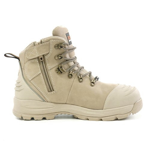 BISON XT ZIP SIDE LACE UP SAFETY BOOT-STONE