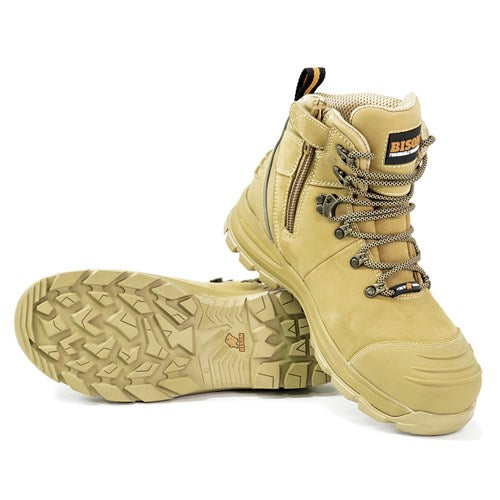 BISON XT ZIP SIDE LACE UP SAFETY BOOT-WHEAT