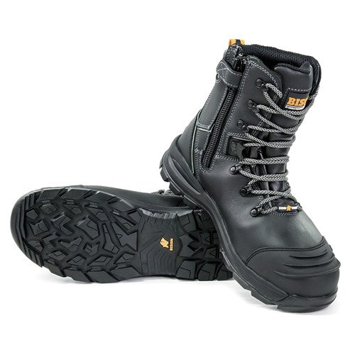 BISON XT HIGH LEG ZIP SIDE BLACK LACE UP SAFETY BOOT
