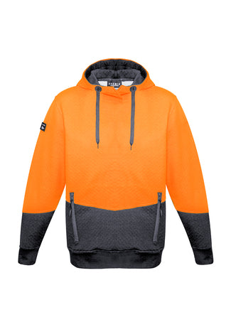 Syzmik Unisex Hi Vis Textured Jacquard Hoodie - Orange Charcoal
