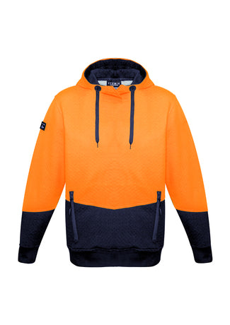 Syzmik Unisex Hi Vis Textured Jacquard Hoodie - Orange Navy