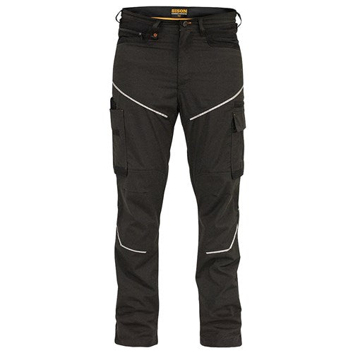 BISON POLYCOTTON LIGHTWEIGHT STRETCH TROUSER-CHARCOAL-FRONT