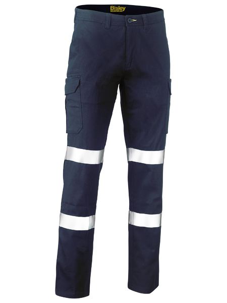 Bisley Taped Stretch Cotton Drill Pants - Navy