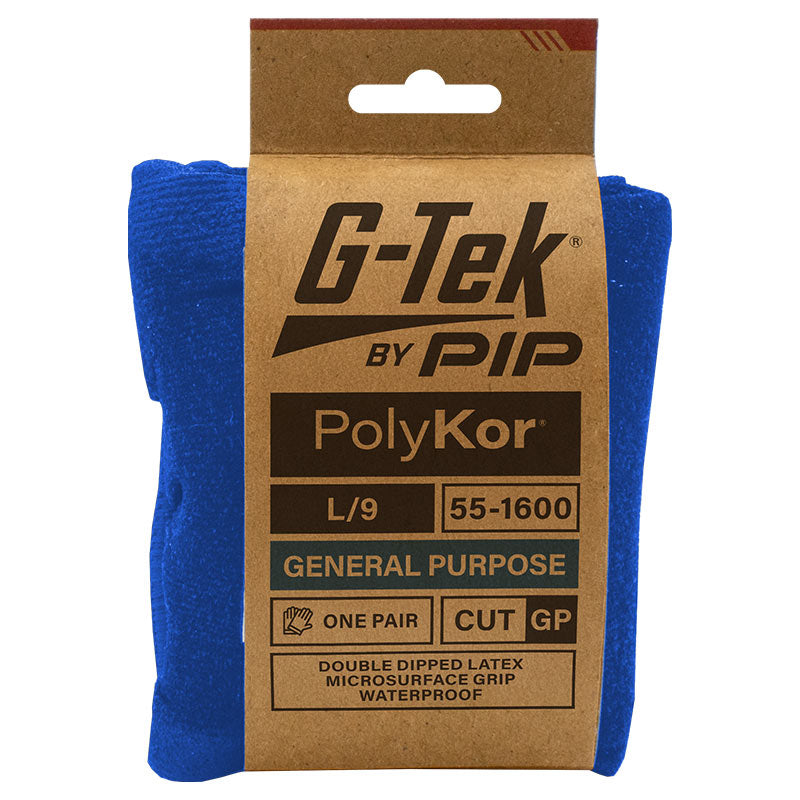 G-Tek Blue Poly GP Double Dip Latex Glove