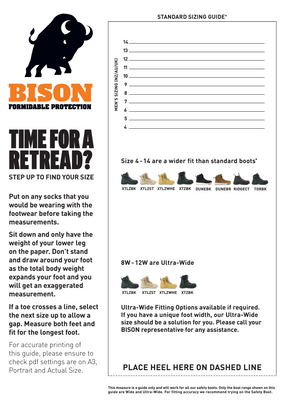 Bison Footwear Size Guide A3