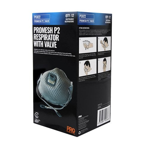 Safety Gear Dust Mask Promesh P2+Valve - 12 Pack