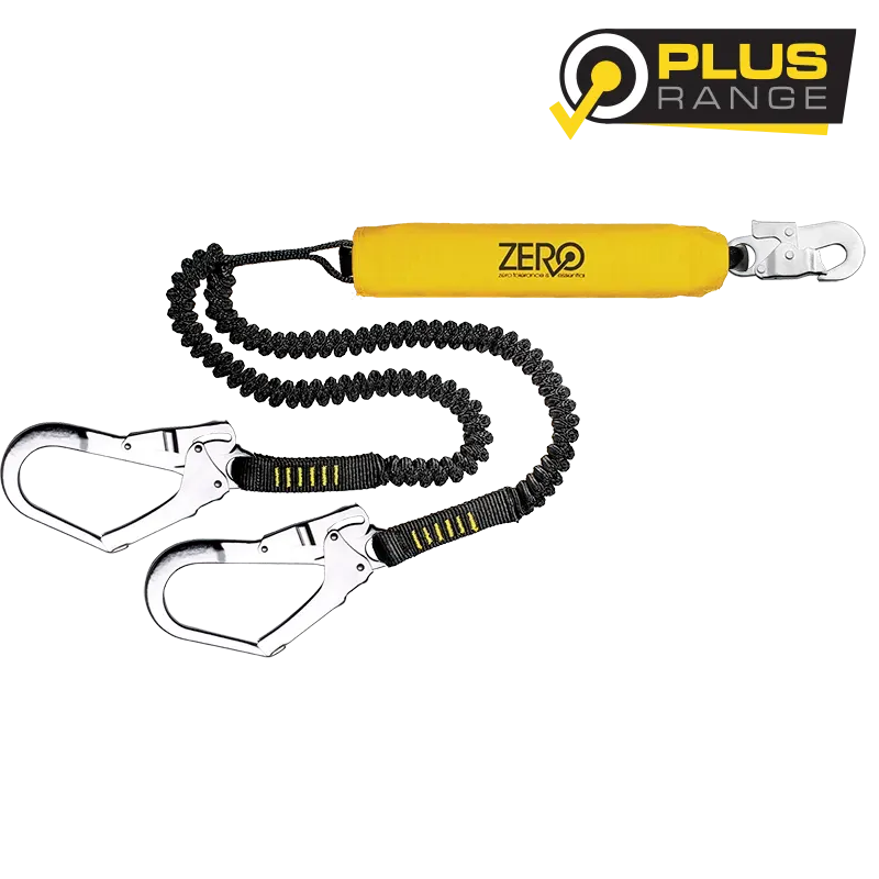 ZERO ScaffPro Double elasticated lanyard with snaphook & scaffold hooks