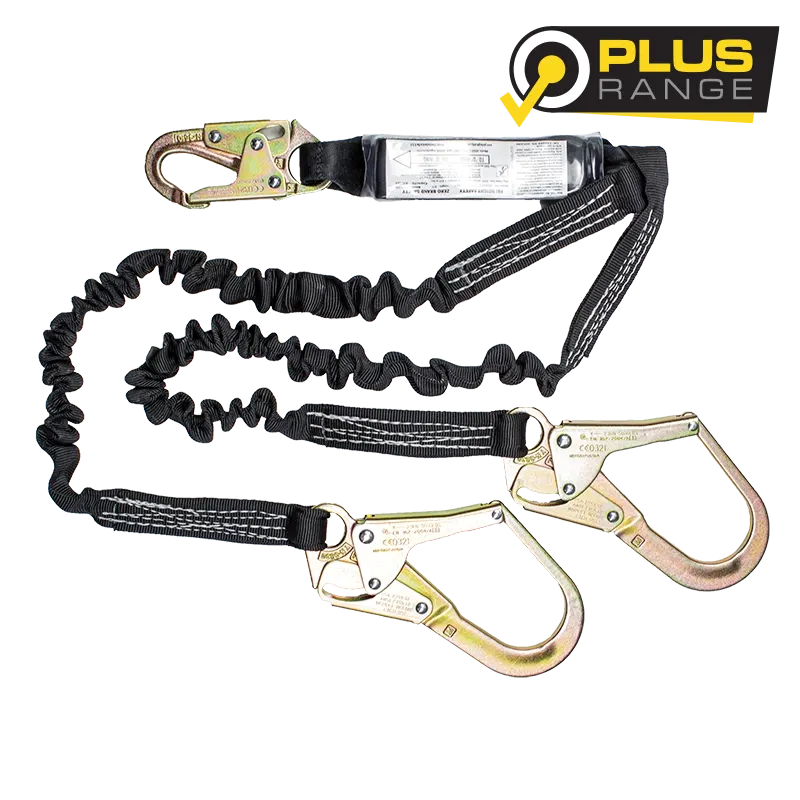 ZERO  ScaffProX Double Elasticated Lanyard With Snaphook & Scaffold Hooks / 181kg Rated