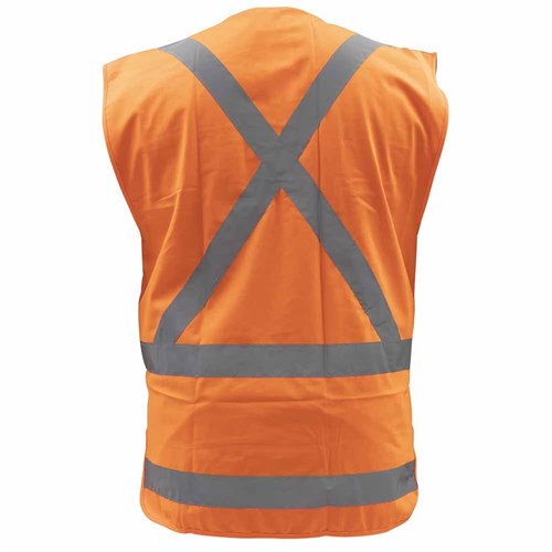 BISON VEST TTMC-W17 X-BACK POLYESTER HI-VIS ORANGE REAR