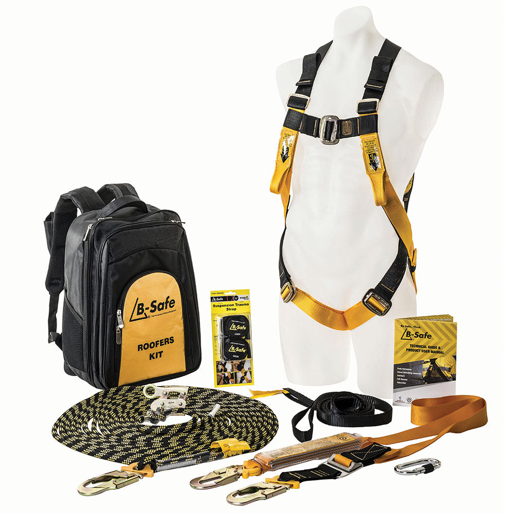 B-Safe Professional Roofers Kit Incl Harness, 15m Rope, Shock Lanyard